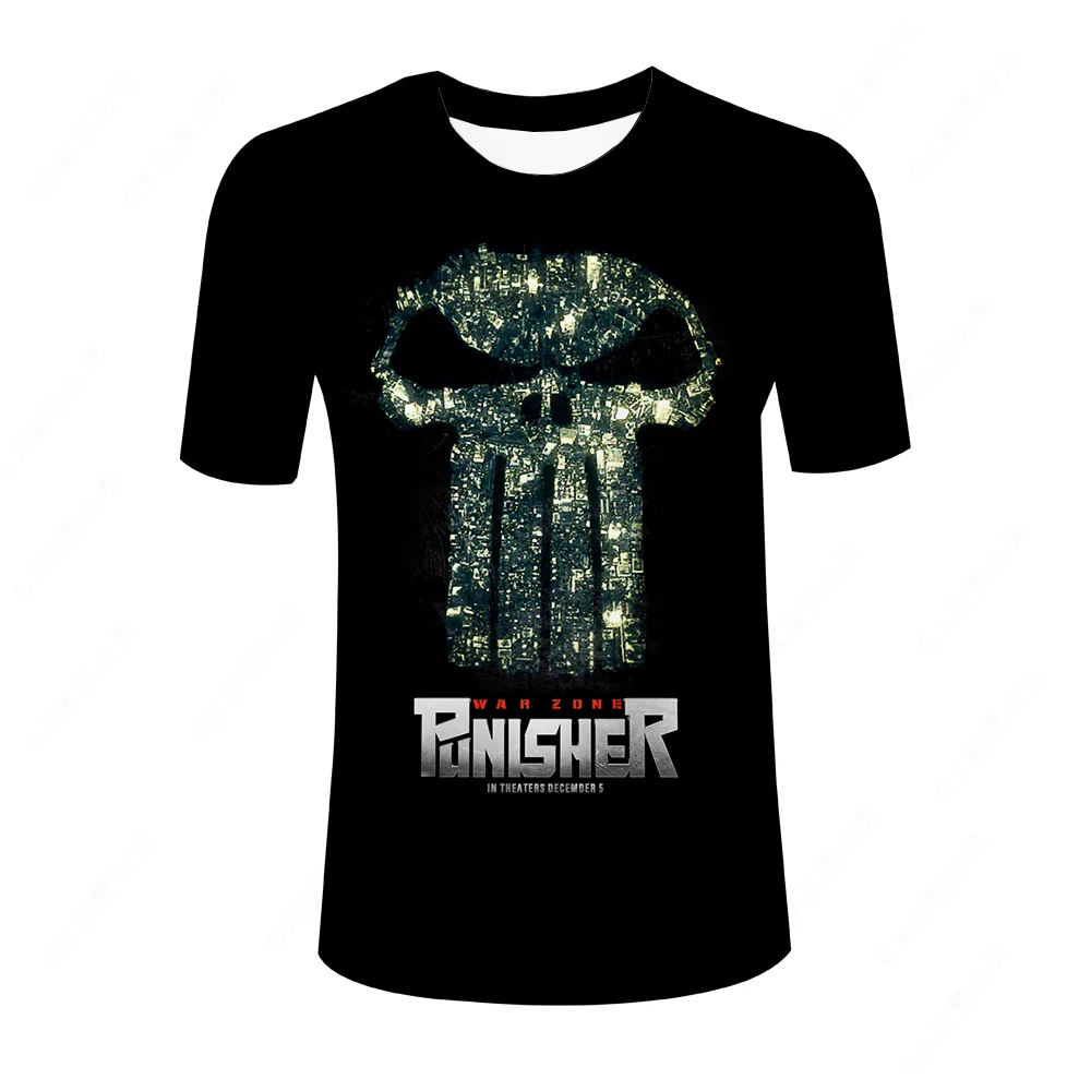 

Marvel 3D Printing Punisher Men's and Women's Street Sports T-shirt Fashion Boys Girls Children's Short Sleeve Casual T-shirts