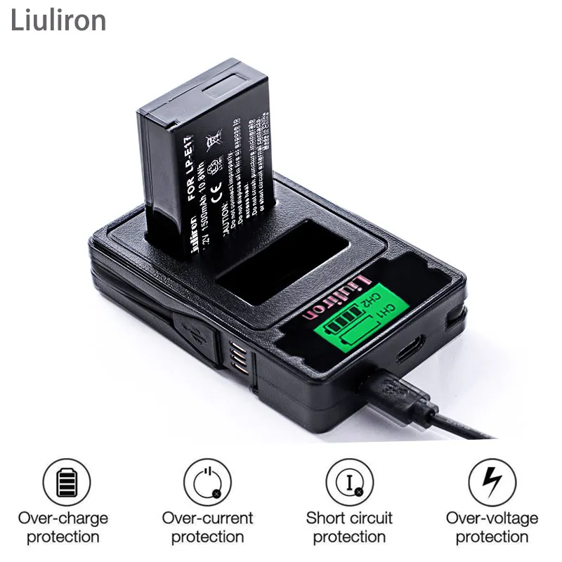 LPE17 LP E17 LP-E17 Батарея+ ЖК-дисплей USB Dual Зарядное устройство для цифровой однообъективной зеркальной камеры Canon EOS 200D M3 M6 750D 760D T6i T6s 800D 8000D поцелуй X8i камеры