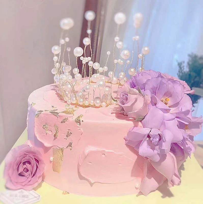 Новый светодиодный светильник с жемчужной короной украшение для торта вечерние