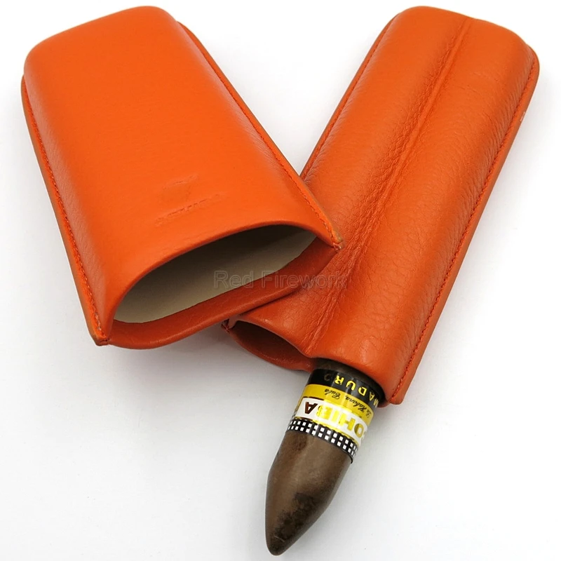 COHIBA оранжевый Змеиный стиль тисненый кожаный футляр для сигар держатель 2 трубки