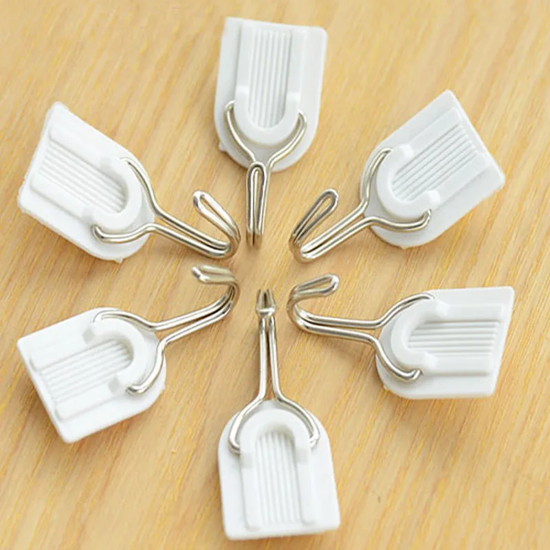 6 шт. белые крепкие Крючки палки настенные вешалки самоклеющиеся дверные крючки