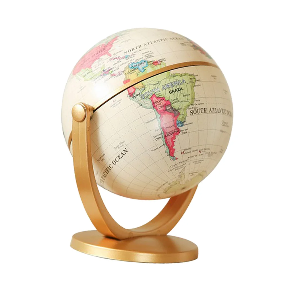 

10cm Rotating Earth Globe World Map Swivel Stand Geography Educational Toy, Spinning Globe Geographical Political Maps
