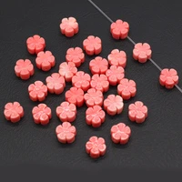 30pcs hot sale natural pink coral pendant flower shaped through hole beads for jewelry making diy necklace bracelet accessory
