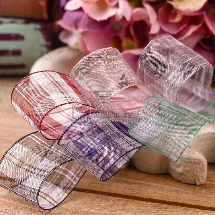 

100yards 25mm 38mm gingham tartan plaid ribbon for hair bow diy accessories bouquet flower packing bow craft supplies