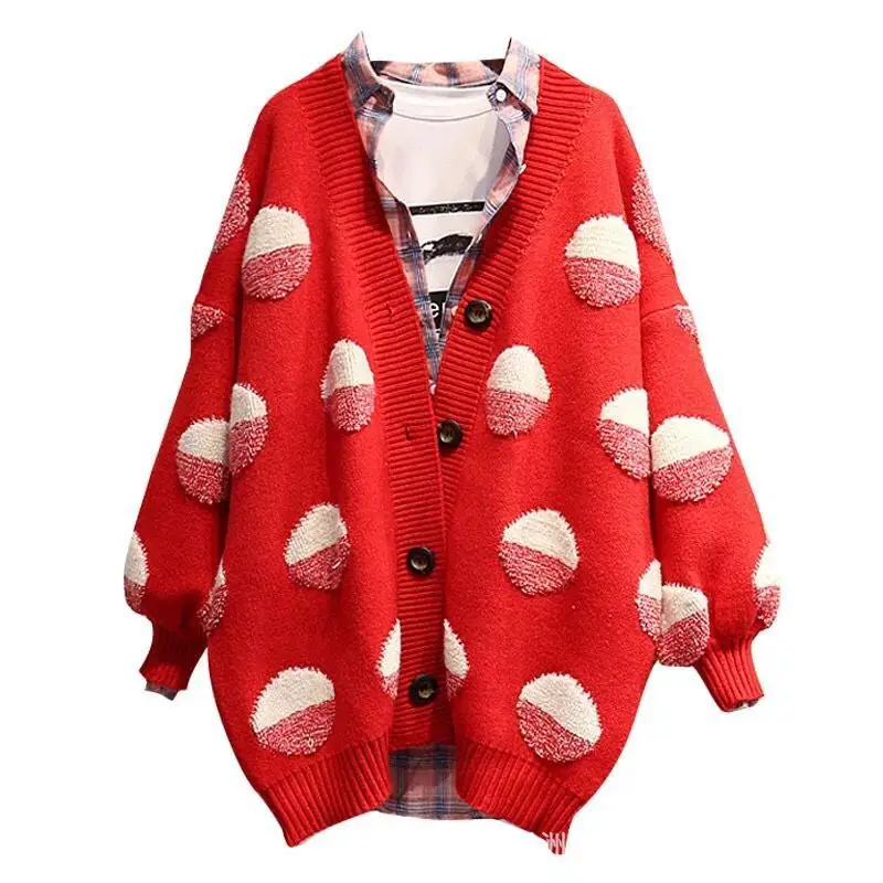Shellsuning милый свитер женский круглый фонарь рукава вязаный кардиган на пуговицах
