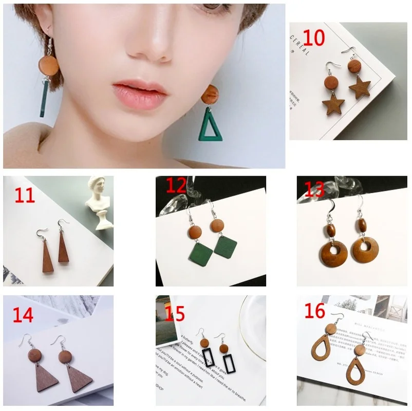 

2021 Fashion Contrast Geometric Wood Earrings for Women Party Wedding Jewelry