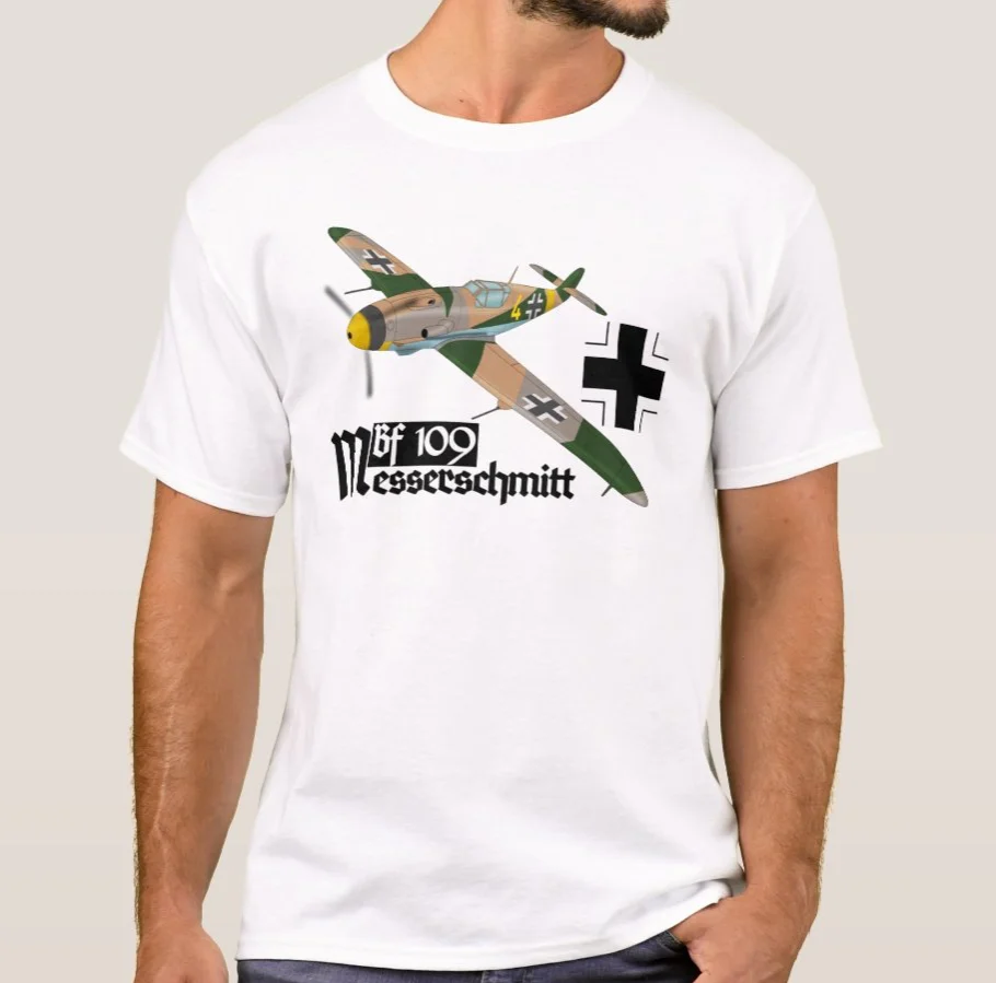 

WWII Luftwaffe Messerschmitt Bf-109 Fighter T-Shirt. Summer Cotton Short Sleeve O-Neck Mens T Shirt New S-3XL
