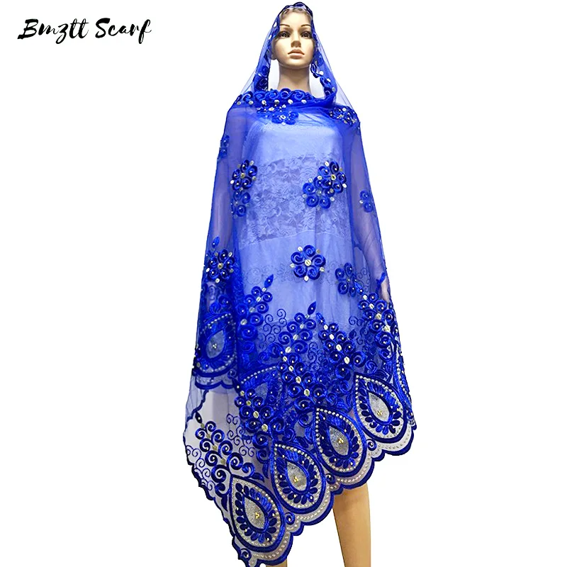 Новые африканские женские шарфы большой шарф с вышивкой бисером размер из тюли