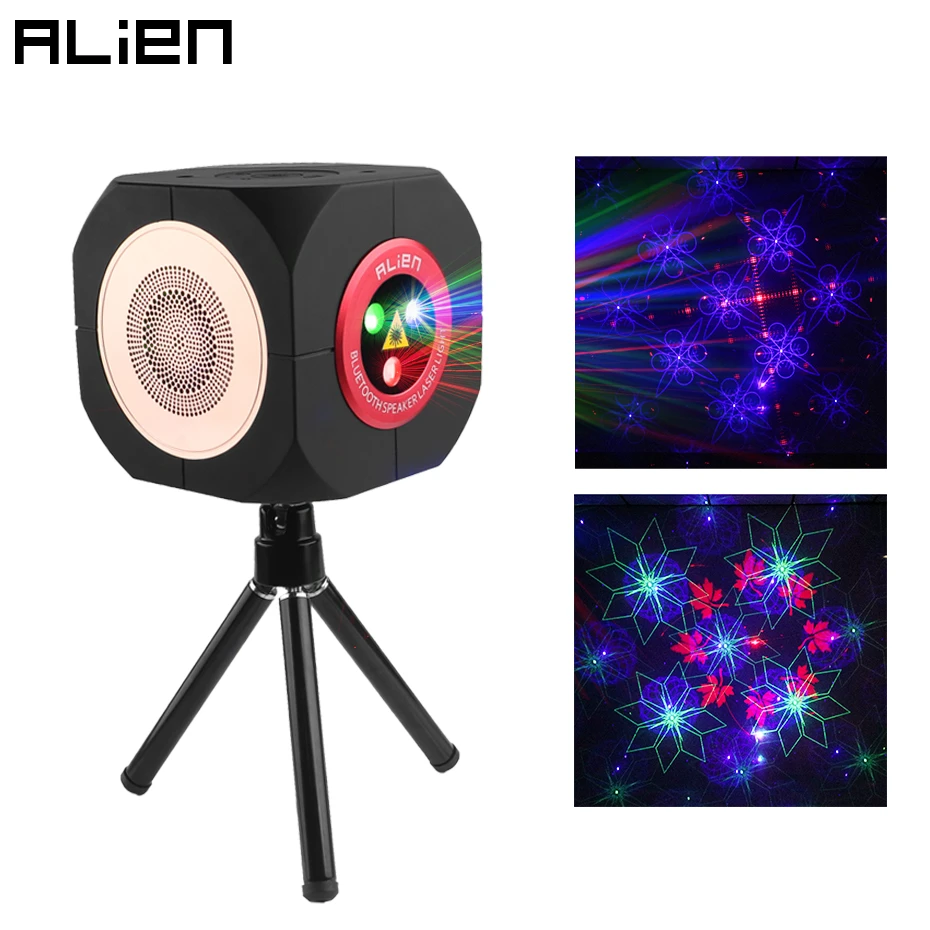 

Перезаряжаемый лазерный сценический проектор ALIEN с RGB-подсветильник кой, с Bluetooth-динамиком, для вечеринок, дискотек, дискотек, праздников, св...
