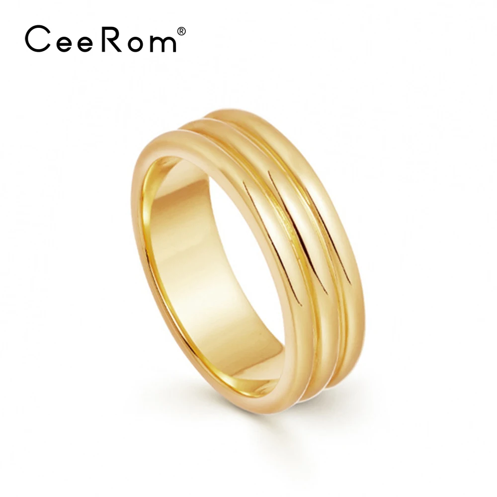 CeeRom обтягивающие кольца в стиле панк Золотое кольцо средней длины из нержавеющей
