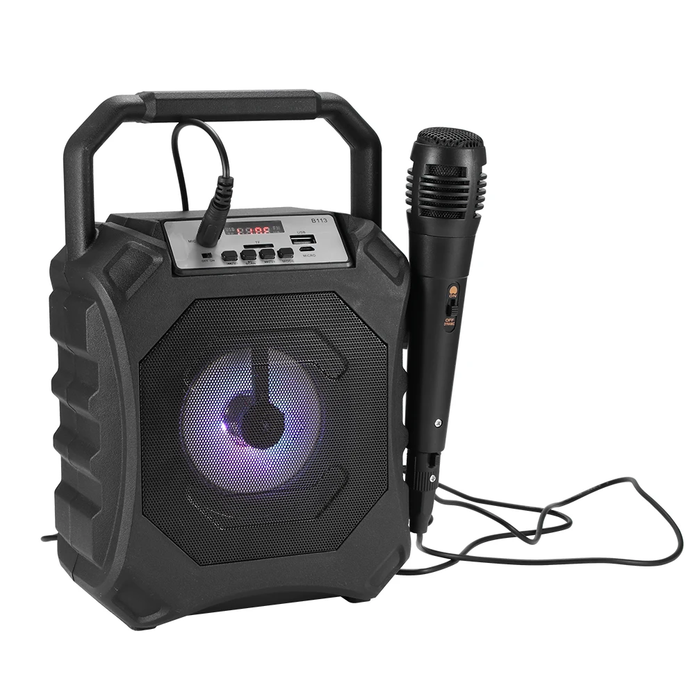 

Portable Bluetooth Speaker Wireless Microphone handheld Loudspeaker Stereo Music Surround Led Light Speaker Uninterrupted music