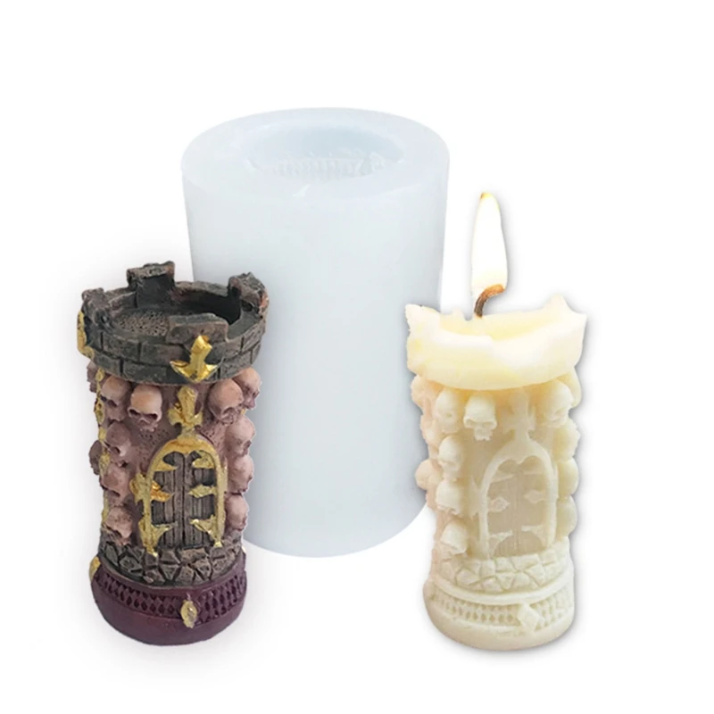 

L5YD 3D Halloween Skull Silicone Soap Mold Candle Making Ice Cube Mould Fondant Cake Chocolate Decorating DIY Baking Tools
