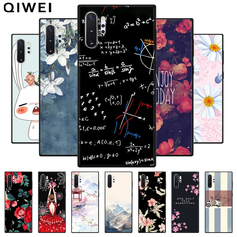 Чехол для Samsung Note 10 Plus + черный бампер Мягкая силиконовая задняя крышка Galaxy Pro