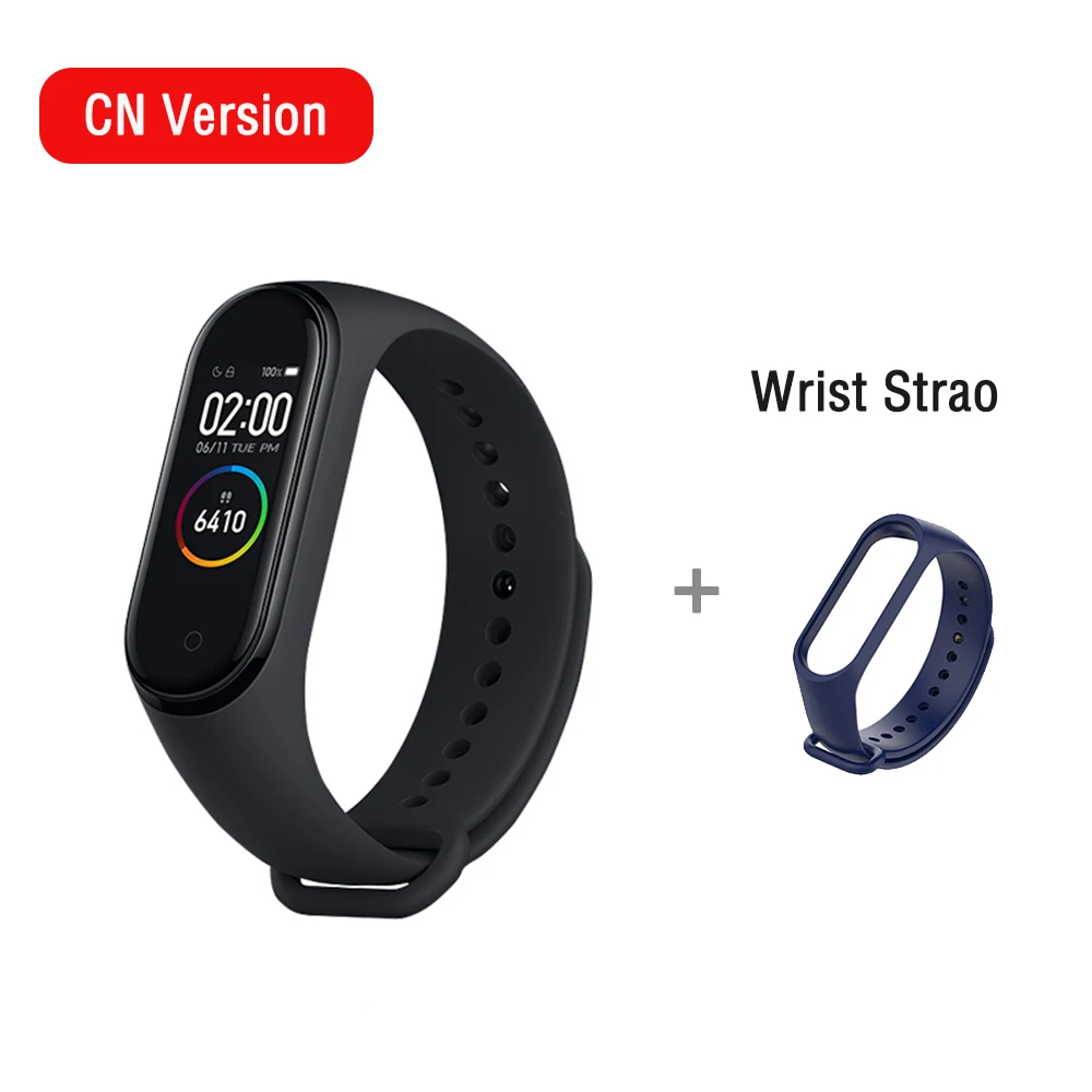 Xiaomi mi Band 4 Smart mi band 3 Цвета экран браслет пульсометр фитнес музыка Bluetooth 50 м водонепроницаемый бандаж 4 - Цвет: with wrist strao8