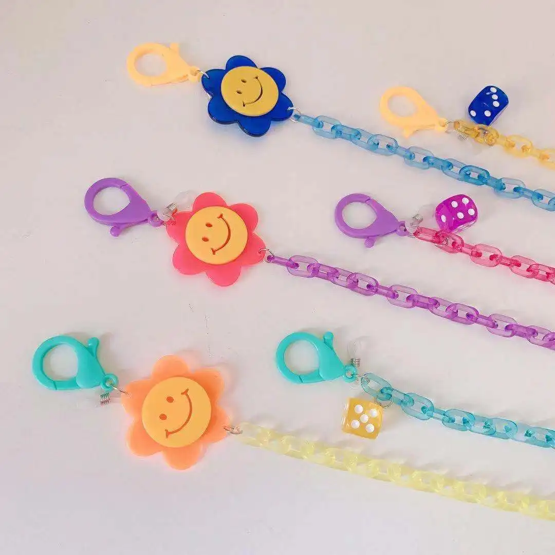 

Цепочка для очков и наушников, креативное мультяшное акриловое ожерелье карамельного цвета с маргариткой