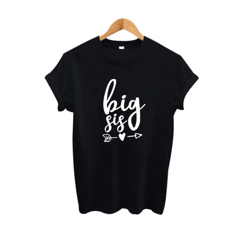 Футболка Big Sis хипстерские женские топы черно-белая футболка Tumblr Harajuku модная с