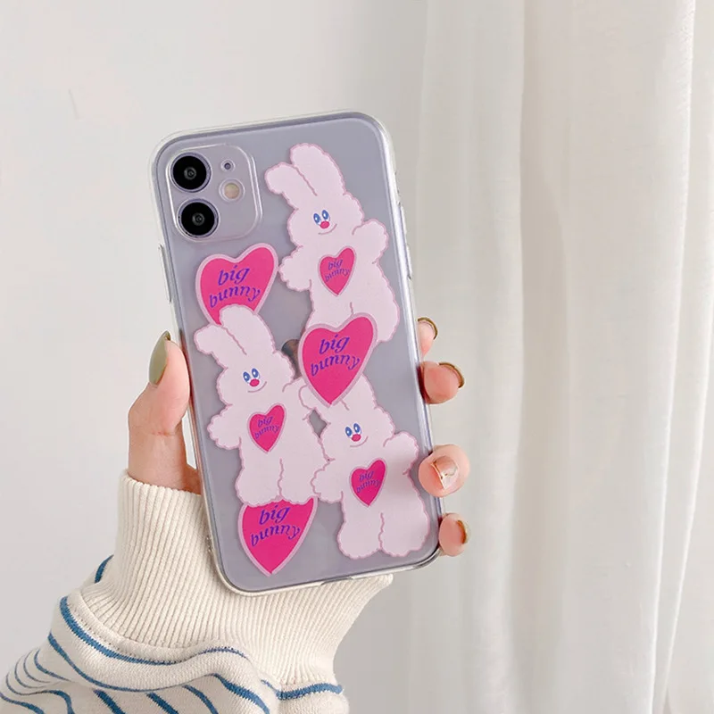 

2021 Cartoon Cute Bunny Cover Case For iPhone 12 12min 12Pro 12ProMax 11 11Pro 11ProMax SE2020 X XS XSMAX XR 7 8 7Plus 8Plus