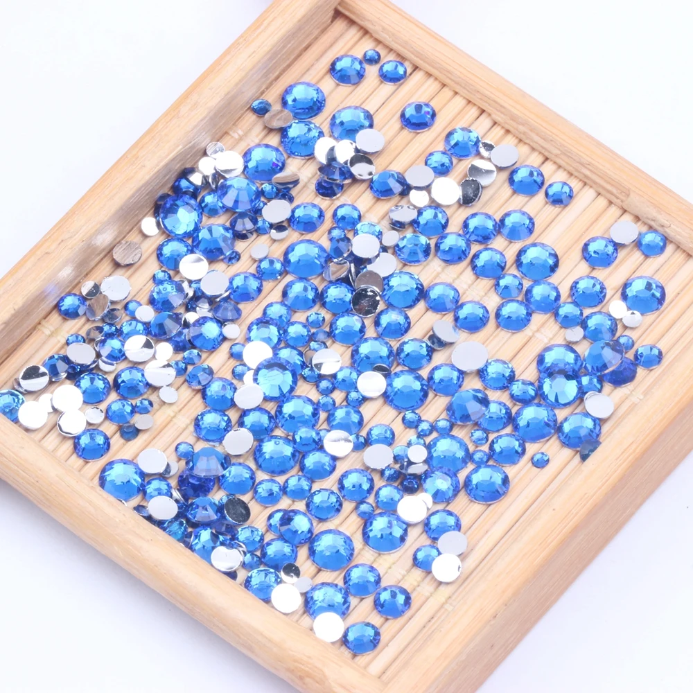 Dark Blue Non Hotfix Resin Rhinestones 1000-10000pcs 2-6mm Round Flatback Glue On Chatons DIY Scrapbook Nails Art Accessories | Красота и