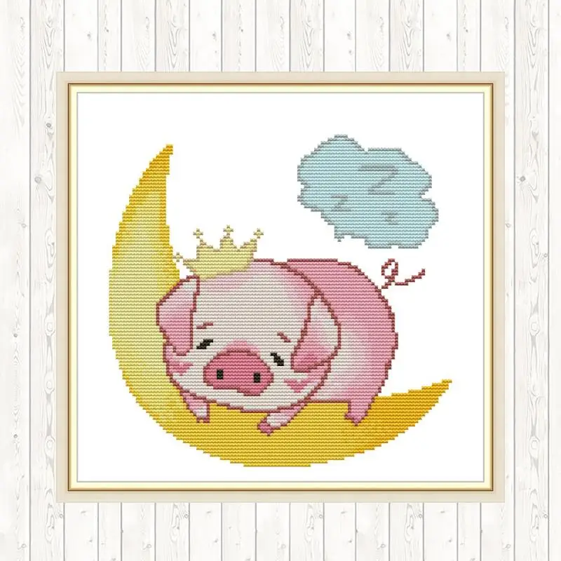 Набор для вышивки парной свиньи крестиком из хлопчатобумажной ткани DMC 14 карат 11 |