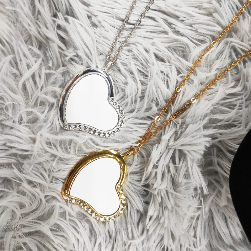 30 pcs New Arrival Cheap Sublimation Blanks Metal Necklace  Jewelry Heart Shape  Pendant Blanks for Custom Promotion Gifts