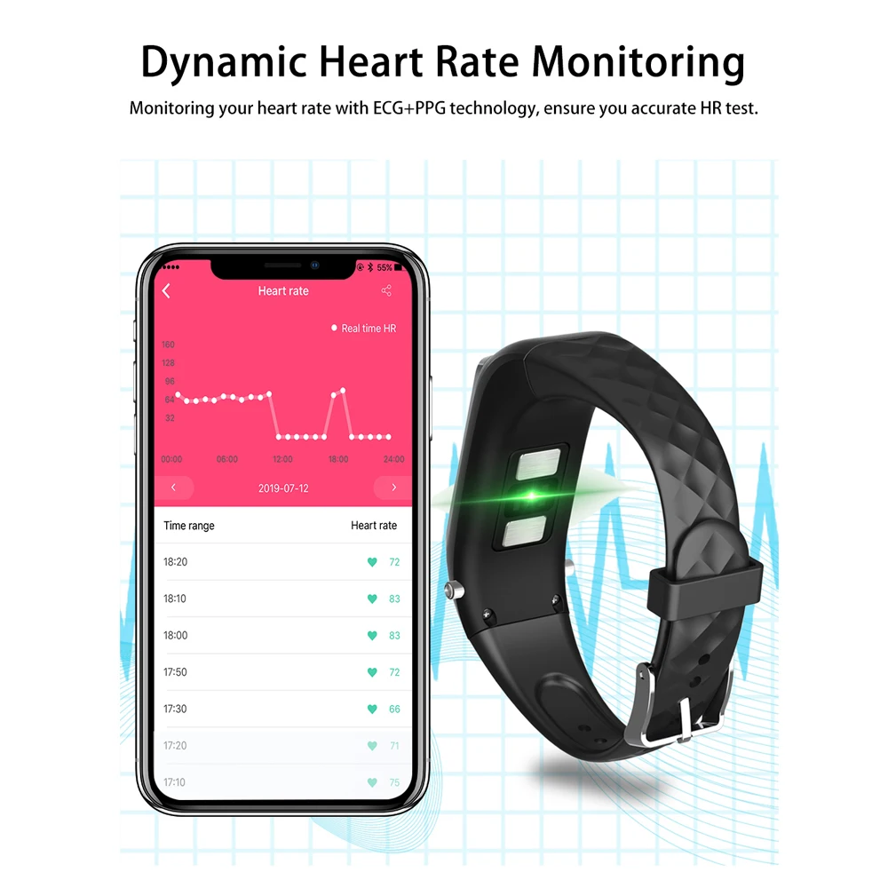 696 H207 умный браслет Bluetooth наушники 2 в 1 ECG+ PGG Пульс кровяное кислородное кровяное давление напоминание функция вызова часы