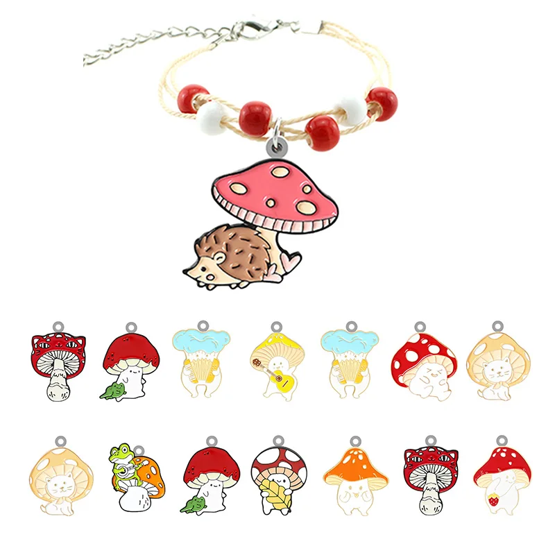 

TAFREE Multi-mushroom Anime Mini Pattern Bracelet Red And White Beaded Rope Chain With Epoxy Resin Small Listing Girl Hand Rope