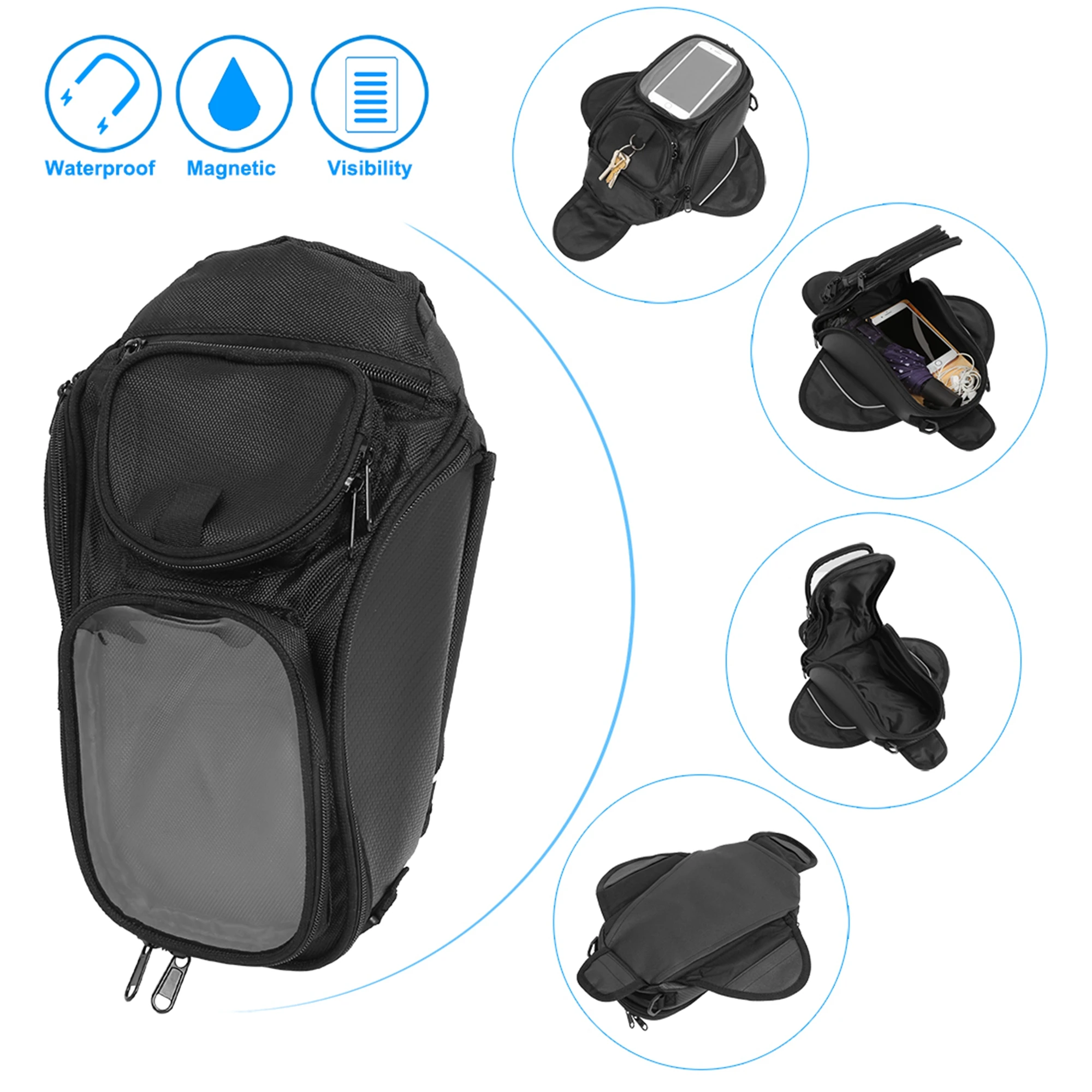 Универсальная черная мотоциклетная сумка Motoforti для бака оксфордская