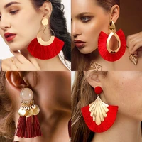 blinla fashion bohemian big tassel dangle drop earrings for women statement wedding red fringe female earrings za 2021 jewelry