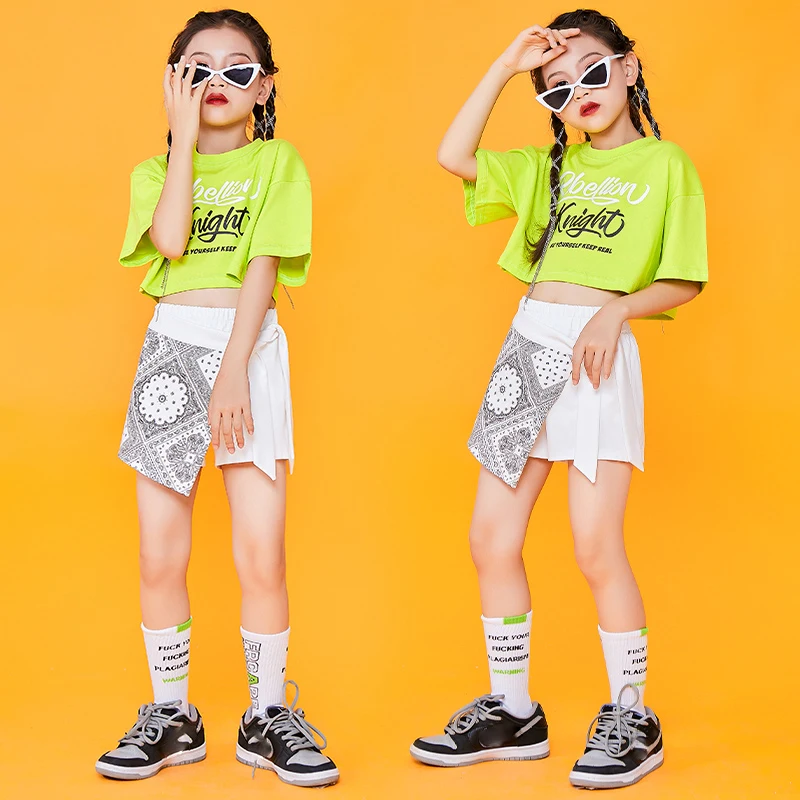 

Girls Jazz Performance Costumes Ballroom Hip Hop Clothing For Kids Summer Street Dance Wear Dancers Outfit Rave Clothes DQS7617