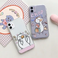 the transparent relief mobile soft shell phone case is suitable for iphone 6 7 8 plus x 11 pro xs max xr cute duck pattern