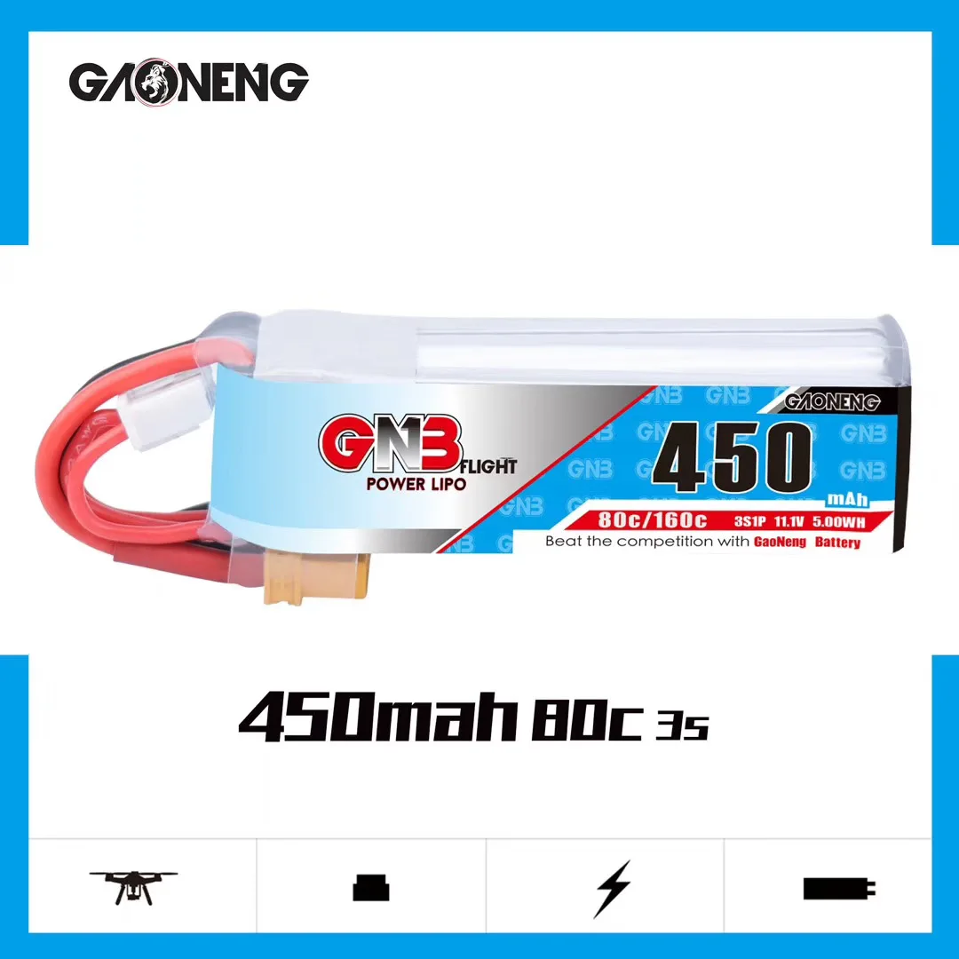 Gaoneng GNB 7,4 V 2S 11,1 V 3S 4S 14,8 V 450MAH 80C Lipo аккумулятор XT30 разъем для CineBee Cine Whoop BetaFPV Дрон RC Квадрокоптер