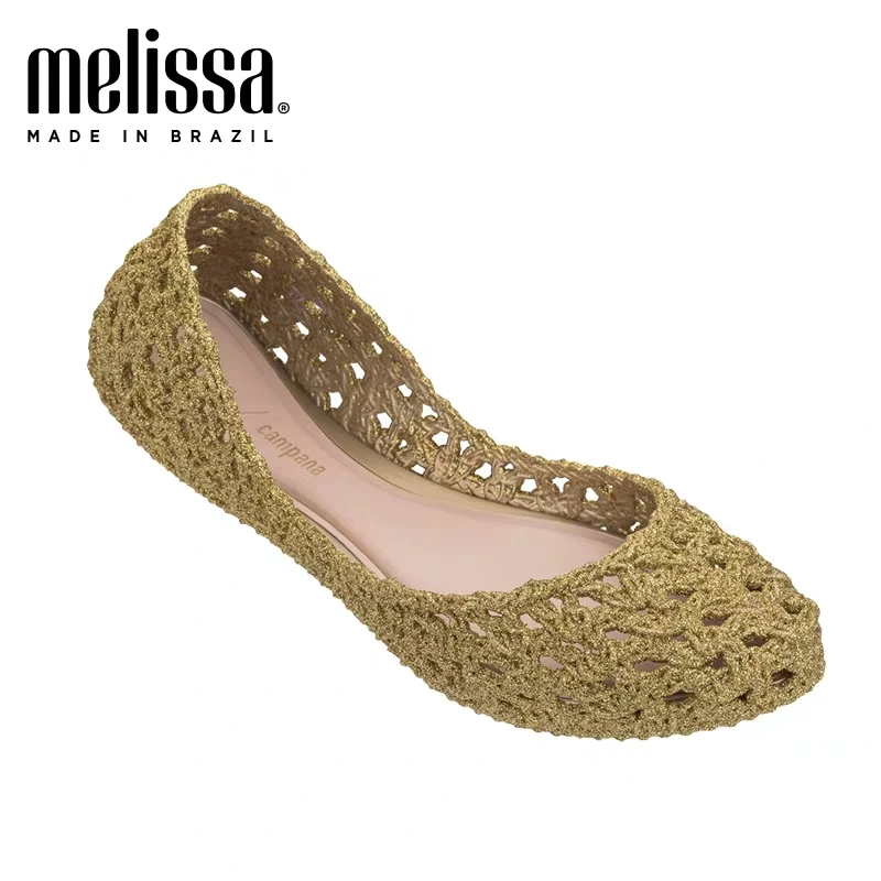 Женские вязаные босоножки Melissa дышащие на плоской подошве прозрачные 2019 | Обувь