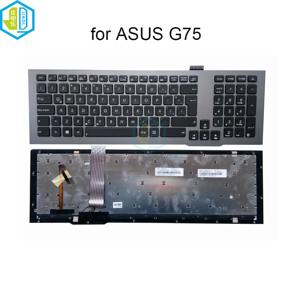 

New LA Latin laptop backlight keyboard for ASUS G75 G75V G75VX G75VW qwerty light computer keyboards silver V126262CK2 9414LA00
