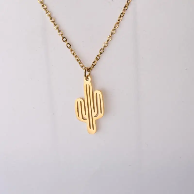 

Fashion Personality Mirror Stainless Steel Cactus Necklace Unisex Trend Fashion Banquet Jewelry Gift