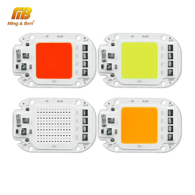 10 шт. светодиодный COB чип лампы AC110V 220 В 20 Вт 30 Вт 50 Вт Smart IC DIY для Светодиодный прожектор декор Красный Зеленый Синий Желтый Холодный теплый день белый