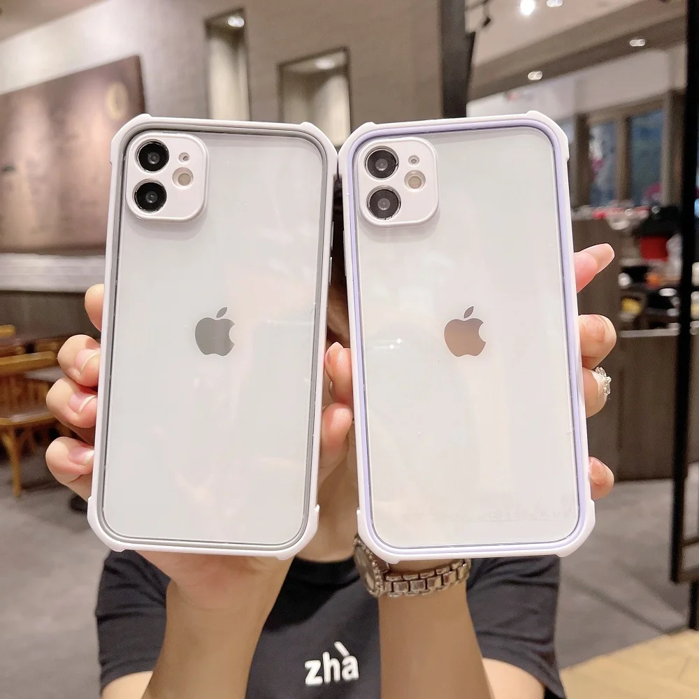 

Candy Shockproof Frame Phone Case For iPhone 12 11 Pro Max 7 8 Plus X XR XS Max 12 Mini SE 2020 Transparent Acrylic Back Cover