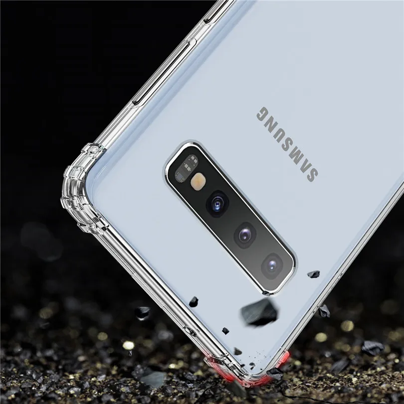 USLION Airbag Clear Silicone Shockproof Soft Phone Case For Samsung Galaxy S10 S9 S8 Plus Note 9 8 A50 A30 M30 A8 A9 2018 Cover |