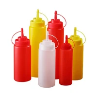 5pcs squeeze squirt condiment bottles with cap plastic bottles container for ketchup mustard mayo sauces kitchen gadgets