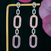siscathy fashion statement long hanging dangle earrings women colorful luxury cubic zircon wedding banquet party jewelry female