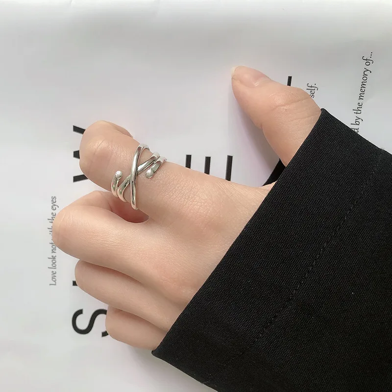 

925 sterling silver rings for women Multi-layer winding rings silver personality open rings for women 2019 new creative jewelry
