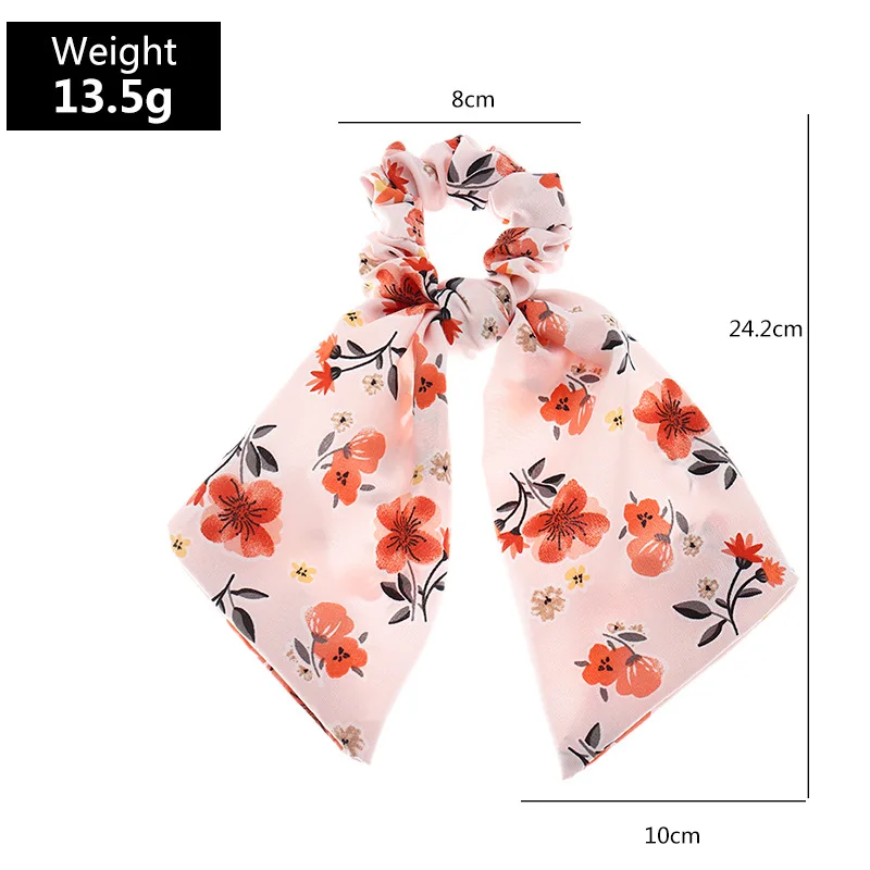 

New Chiffon Bowknot Elastic Hair Bands Women Girls Floral Print Scrunchies Headband Hair Ties Ponytail Holder Hair Accessorie
