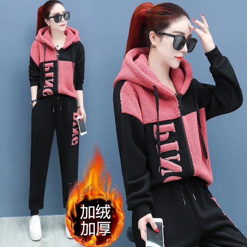 Женская спортивная одежда спортивный костюм Зимняя Толстая флисовая куртка на