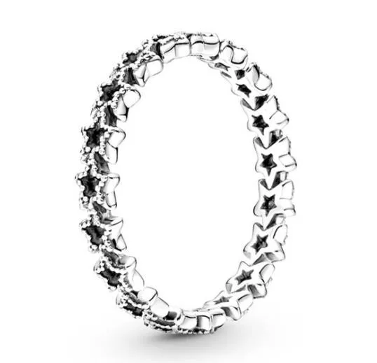 

Authentic 925 Sterling Silver Band of Asymmetric Stars Ring For Women Wedding Party Europe Fashion Jewelry