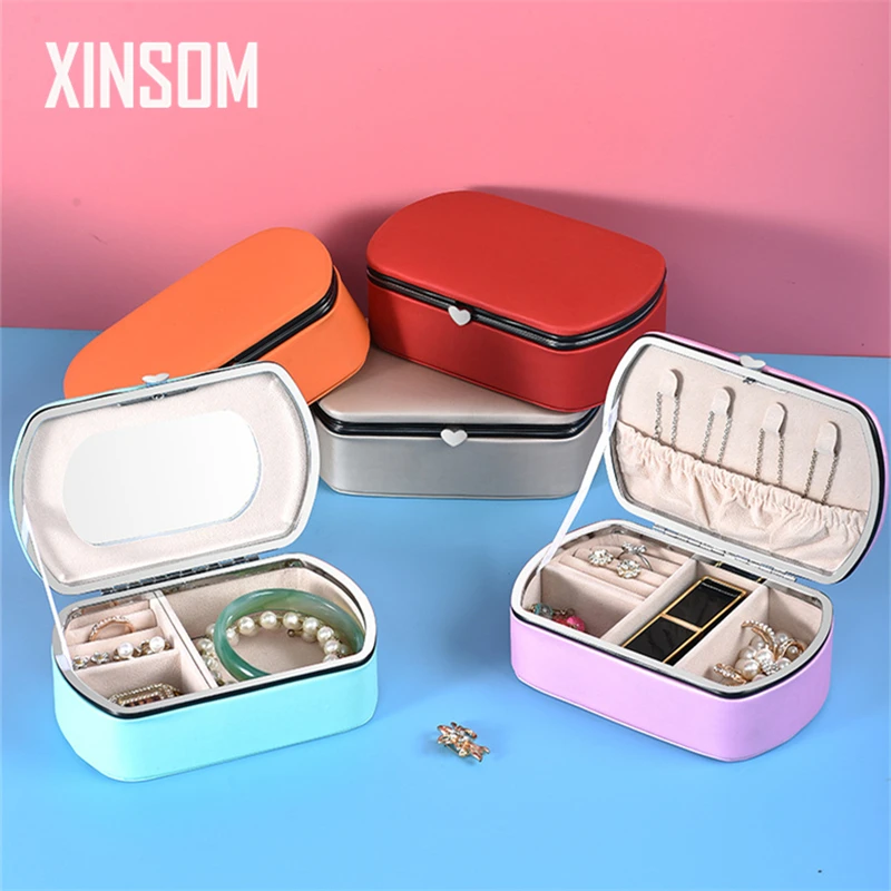 

XINSOM мини шкатулка для драгоценностей из искусственной кожи кожаное Ожерелье Серьги Кольца для упаковки ювелирных изделий, Дисплей коробка ...
