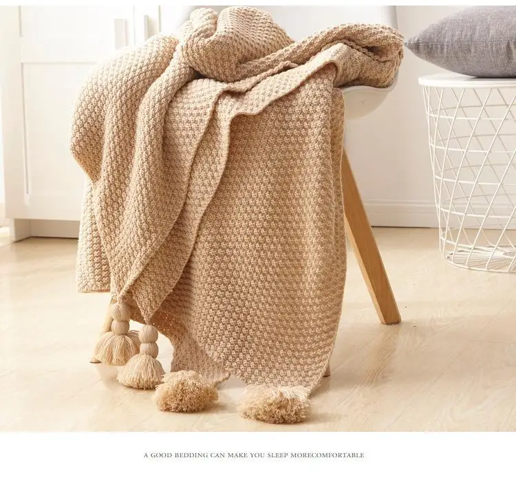 

5 Cozy Chunky Knit Decorative Throw Blanket with Braided Fringe All-season for Sofa 51\" x 67\"