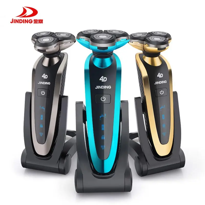 JINDING перезаряжаемая электробритва Мужская Водонепроницаемая бритва 4D плавающая
