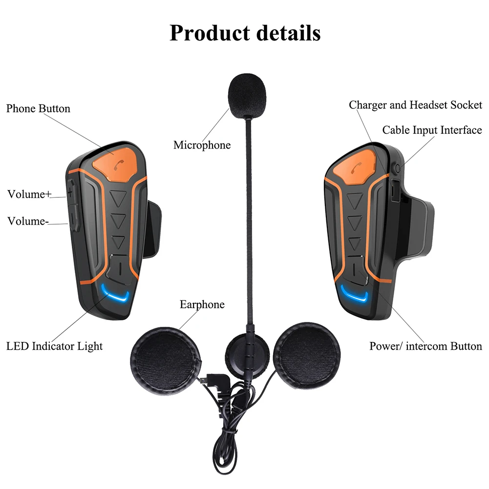 Bluetooth система связи WT003 для мотоцикла внутренняя гарнитура с FM радио функция