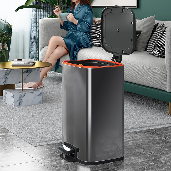 

Home Office Trash Can with Lid Foot Pedal Stainless Steel Toilet Trash Can Kitchen Bedroom Cubo De Basura Household Items BS50TC