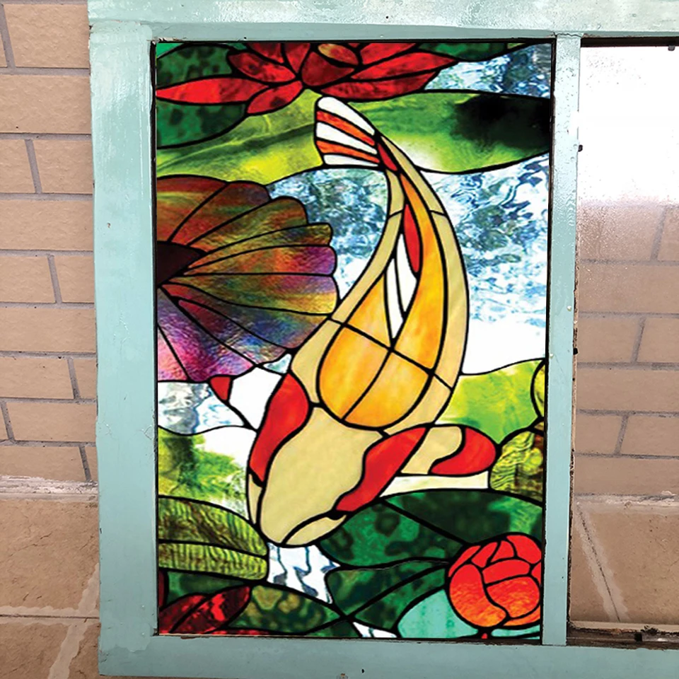 Цветная матовая оконная пленка декоративная витражная наклейка