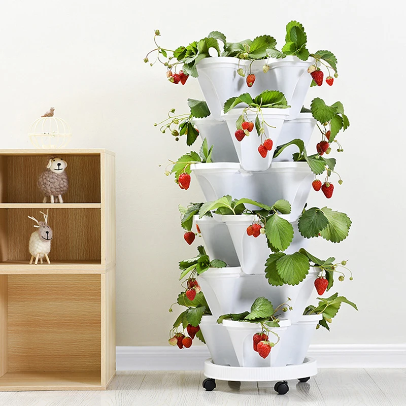 

Plastic Stackable Vertical Flower Plant Pot Seedling Holder Garden Planter Decor Suitable For Growing Strawberry Herbs Flowers